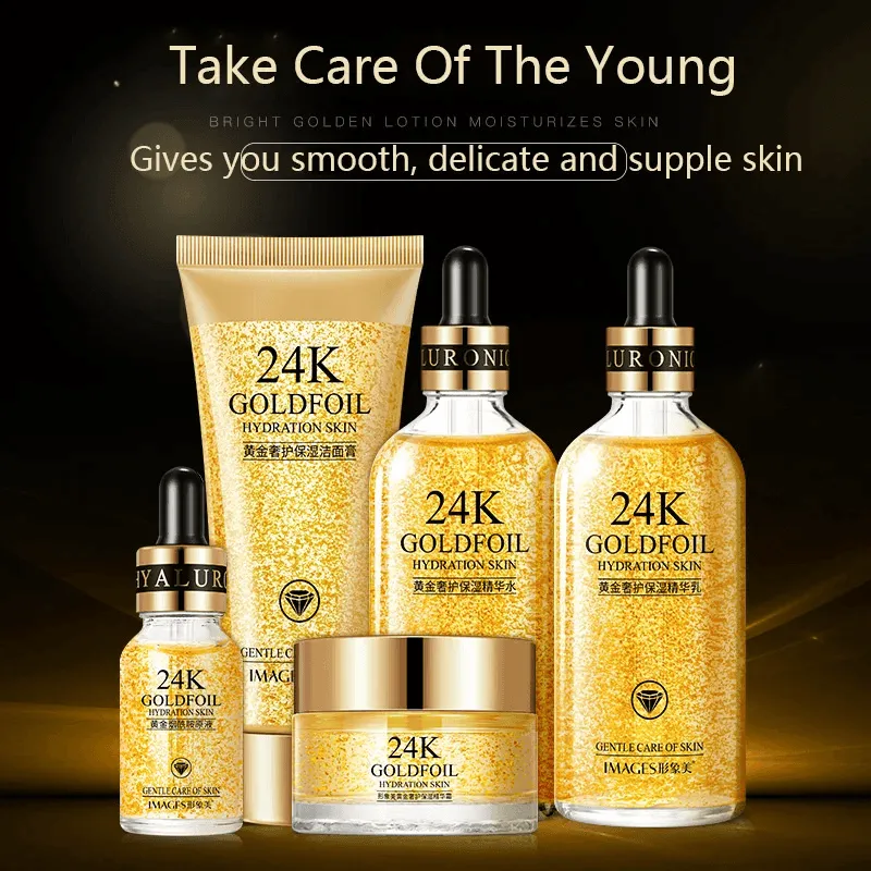 24k Gold Luxury Care Foil Hydration Skin Care 5Pcs Set