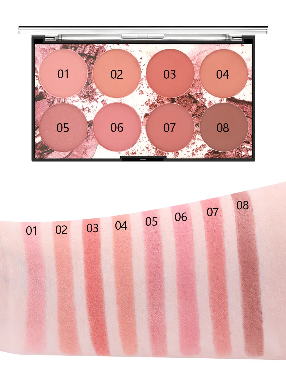 Eight-color blush palette matte long-lasting sunburn natural makeup skin color portable blush palette
