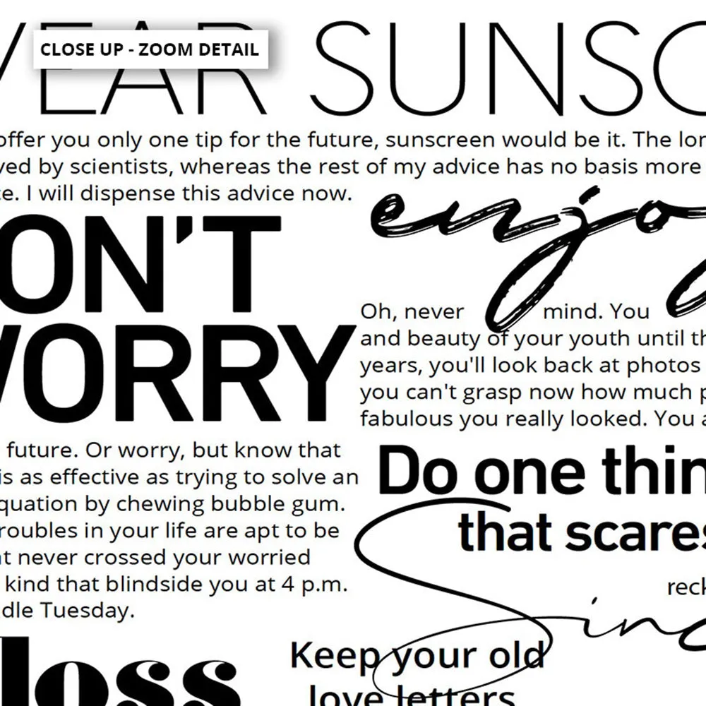 Everybody's Free (to Wear Sunscreen) Lyrics - Art Print