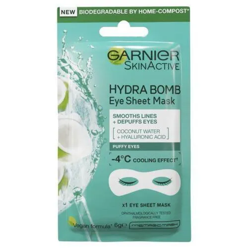 Garnier Hydra Bomb Hyaluronic Acid   Coconut Water Eye Sheet Mask
