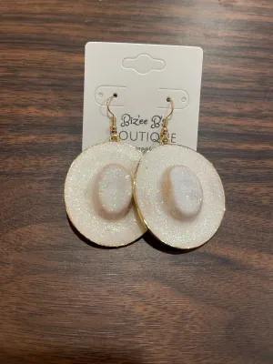Glitter Metal Cowboy Hat Earrings