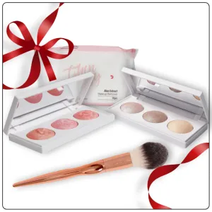 Glow and Go Bundle (Blush Trio   Highlighter Trio   Blush Brush   Free Makeup Wipes)