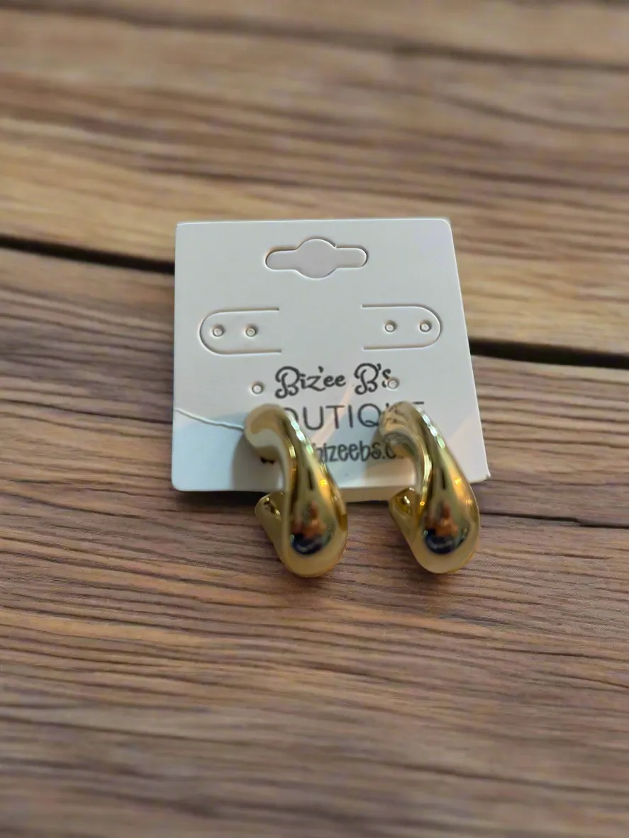 Gold Swirl Design Loop Earrings