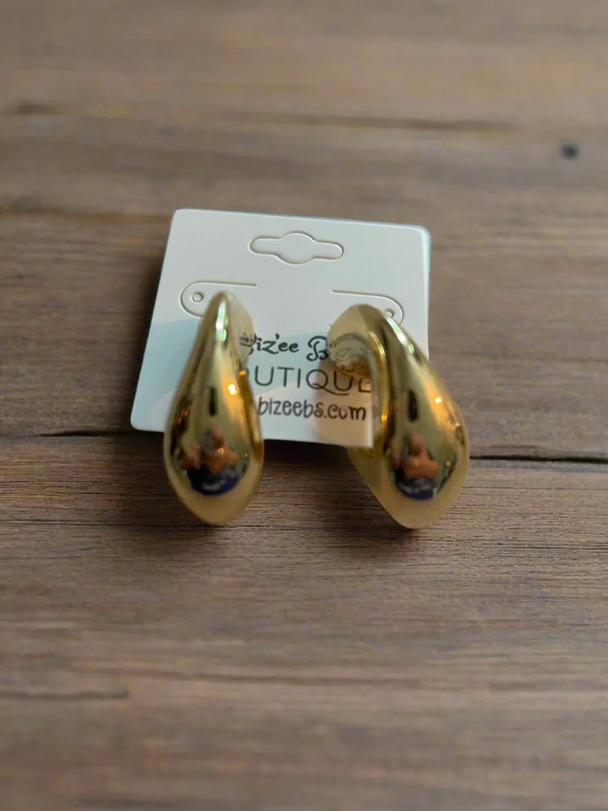 Gold Swirl Design Loop Earrings