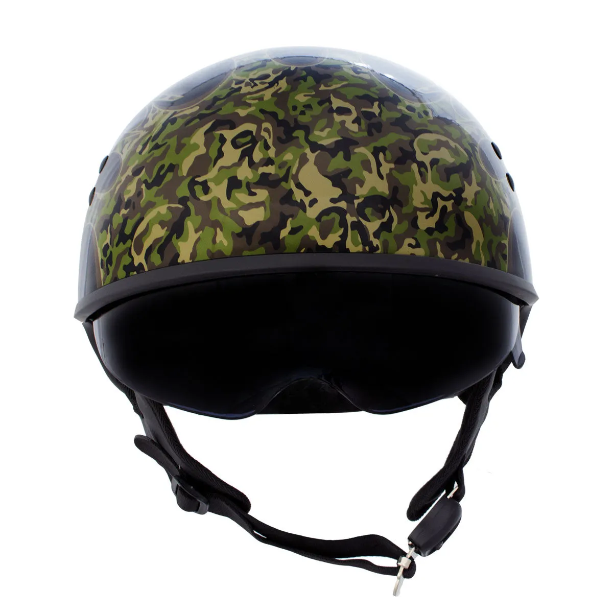 Hot Leathers HLD1047 Gloss Black 'Camo Skull Flames' Advanced DOT