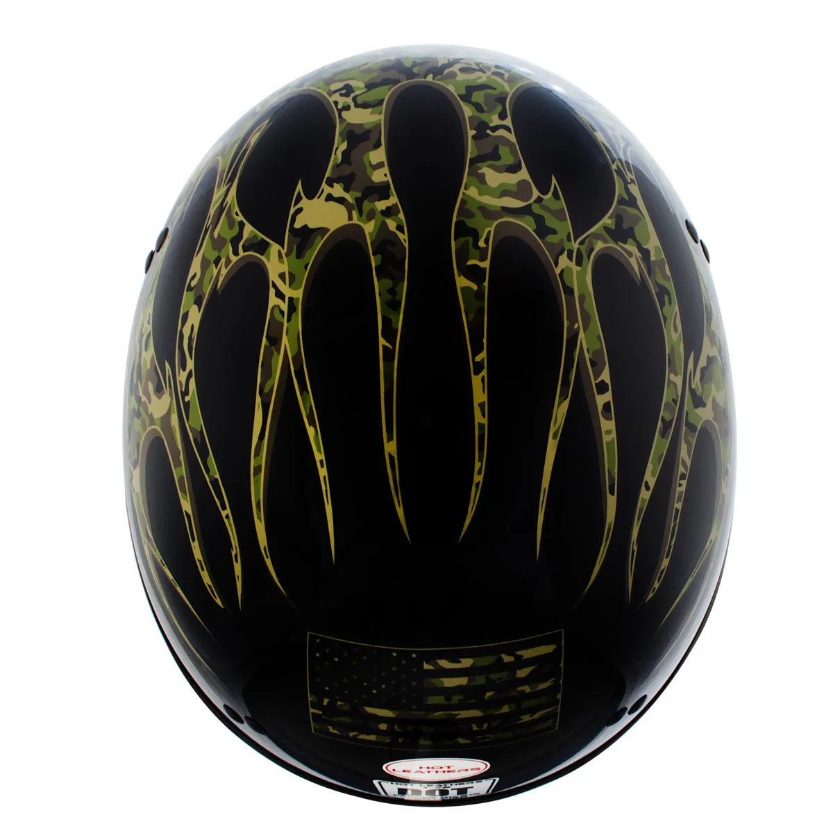 Hot Leathers HLD1047 Gloss Black 'Camo Skull Flames' Advanced DOT