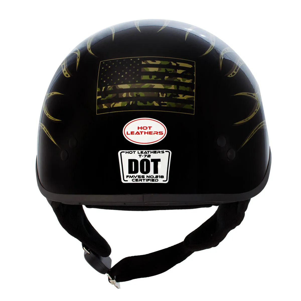 Hot Leathers HLD1047 Gloss Black 'Camo Skull Flames' Advanced DOT