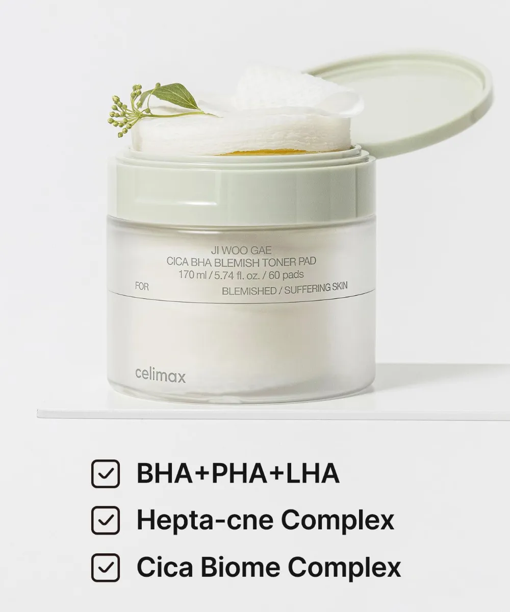 JIWOOGAE Cica BHA Blemish Toner Pad
