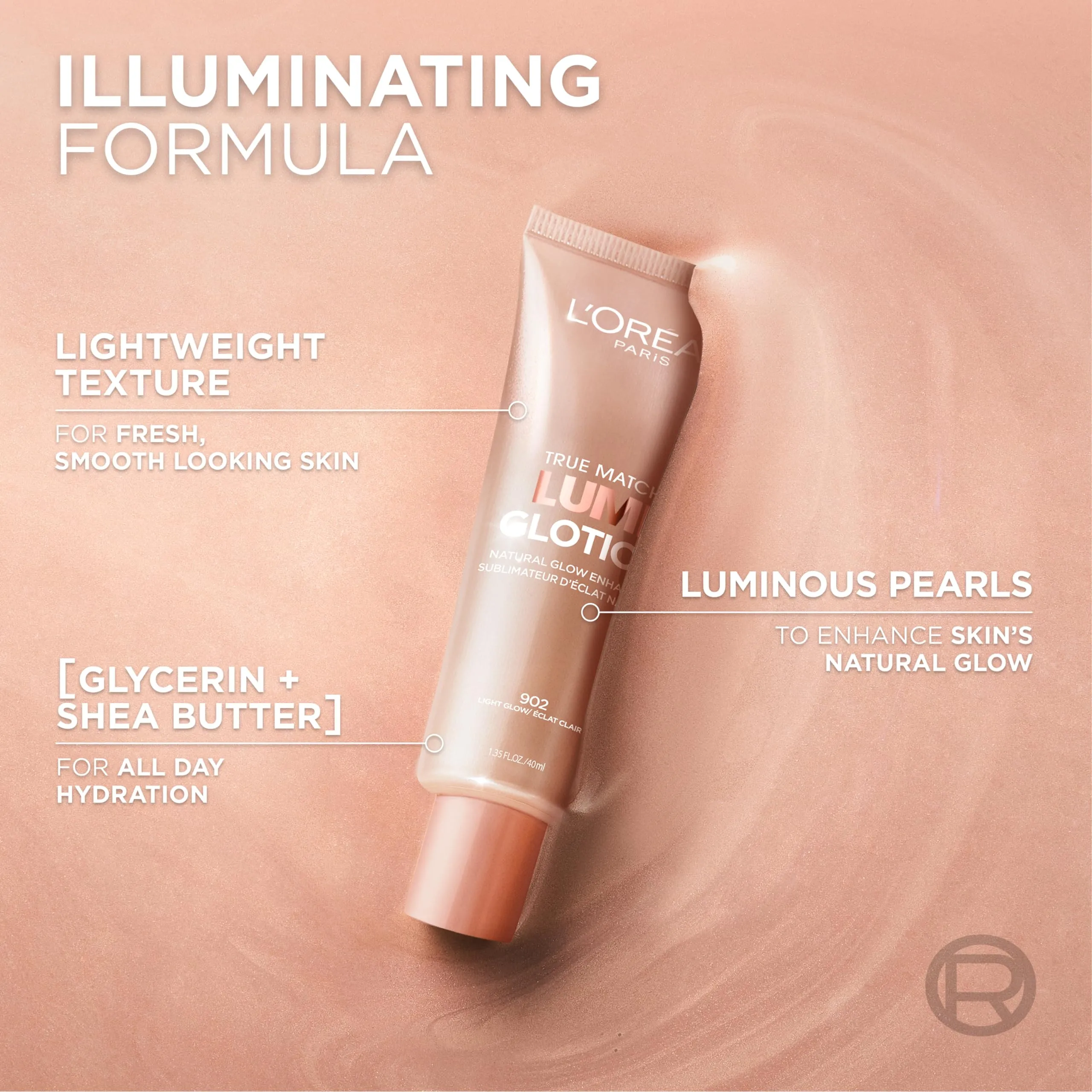 L'Oreal Paris Makeup True Match Lumi Glotion, Natural Glow Enhancer, Illuminator Highlighter, Bronzing Drops For a Sun-Kissed Glow, 901 Fair