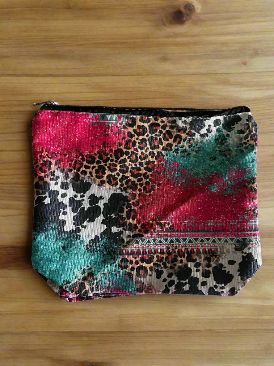 Multi Color & Leopard Make Up Bag
