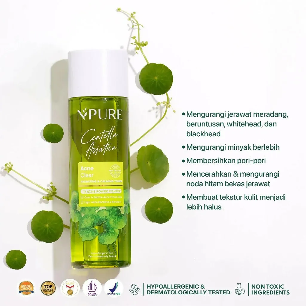 NPURE Toner Cica Acne Toner 30ml / Acne Toner / Toner Kulit Jerawat Berminyak - Travel Size Acid Berjerawat Hydrating Mencerahkan Wajah Kotoran