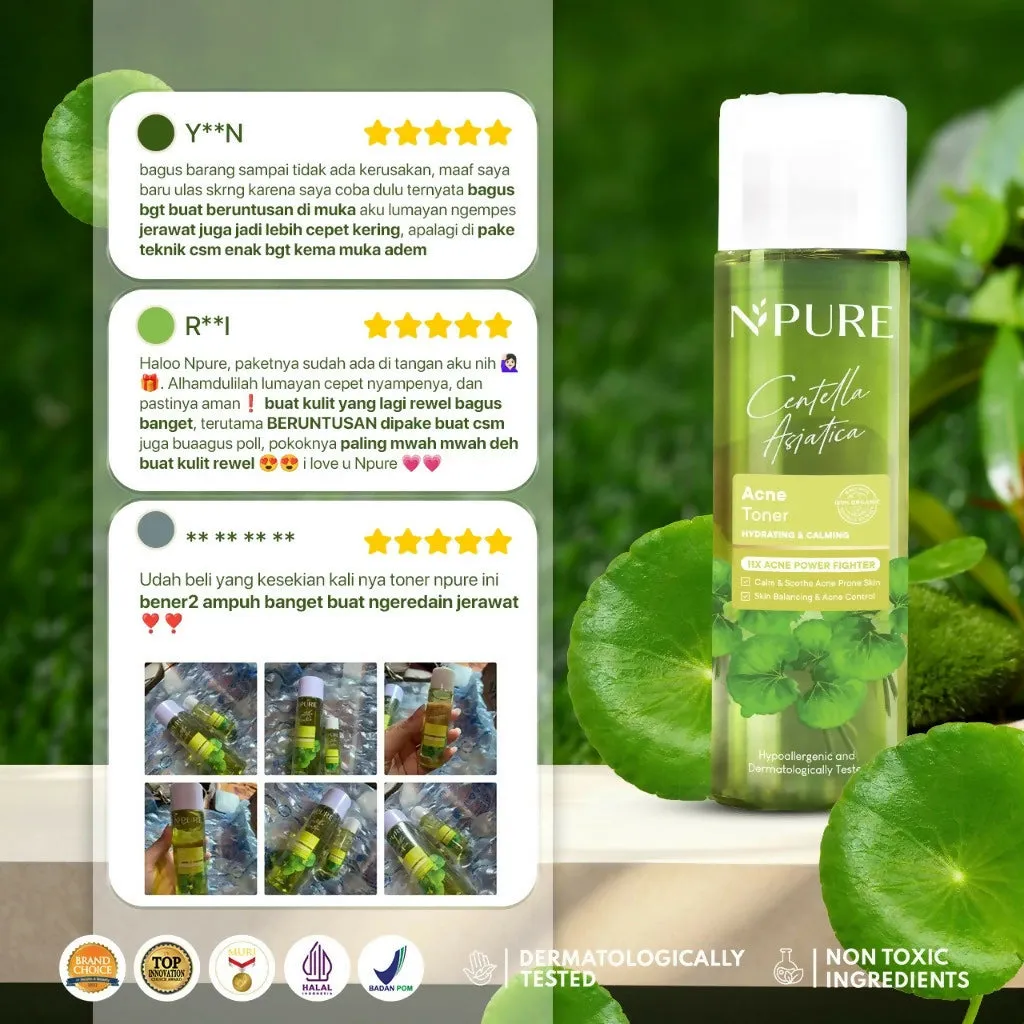 NPURE Toner Cica Acne Toner 30ml / Acne Toner / Toner Kulit Jerawat Berminyak - Travel Size Acid Berjerawat Hydrating Mencerahkan Wajah Kotoran