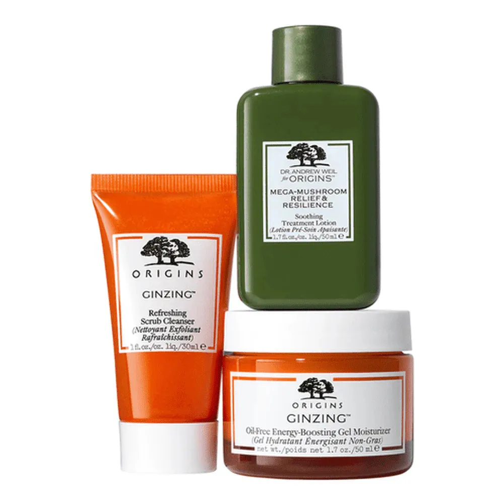 ORIGINS Glow & BELIEVE GINZING & MEGA-MUSHROOM HYDRATING GLOW SET