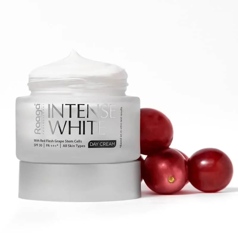 Raaga Professional Intense White Day Cream | Red Flesh Grape Stem Cells | SPF 30 PA    | Nourished Skin All Day (50 gm)