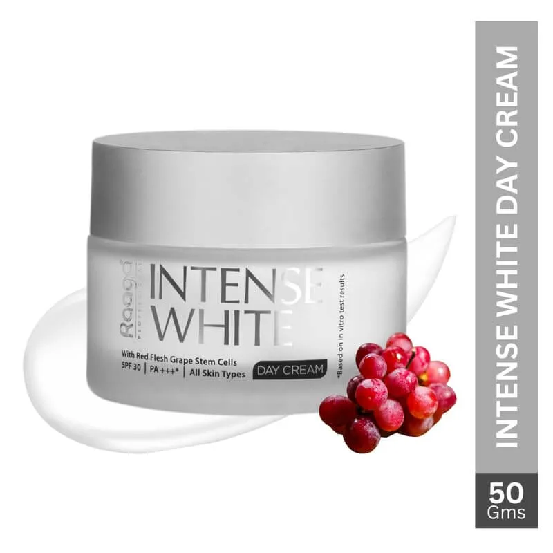 Raaga Professional Intense White Day Cream | Red Flesh Grape Stem Cells | SPF 30 PA    | Nourished Skin All Day (50 gm)