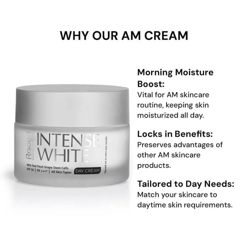 Raaga Professional Intense White Day Cream | Red Flesh Grape Stem Cells | SPF 30 PA    | Nourished Skin All Day (50 gm)