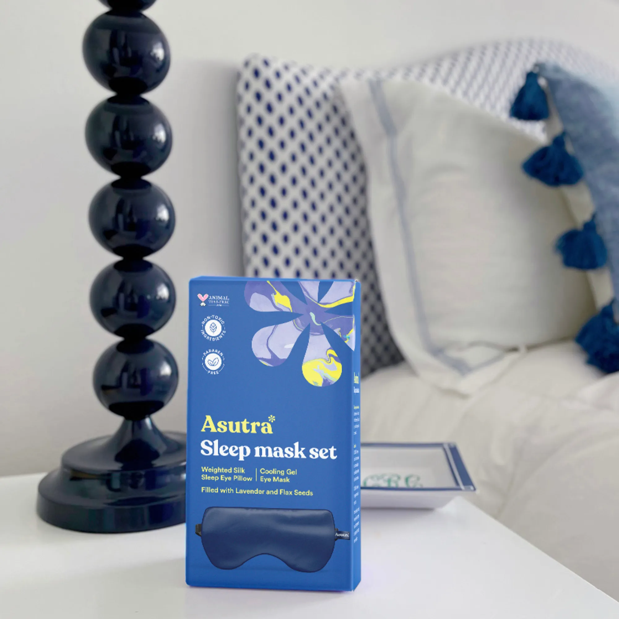 Silk Eye Pillow, Navy Blue Gift Box