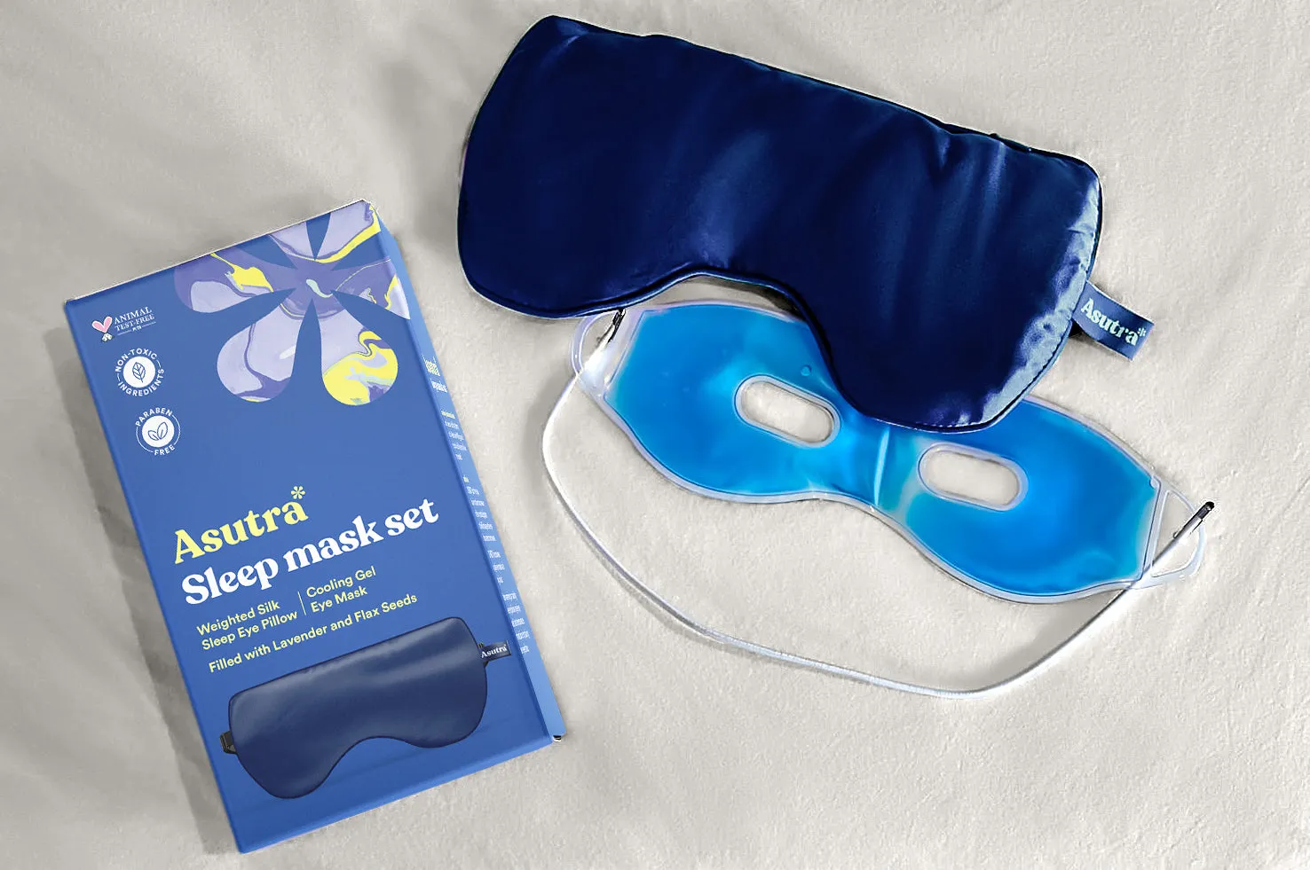 Silk Eye Pillow, Navy Blue Gift Box
