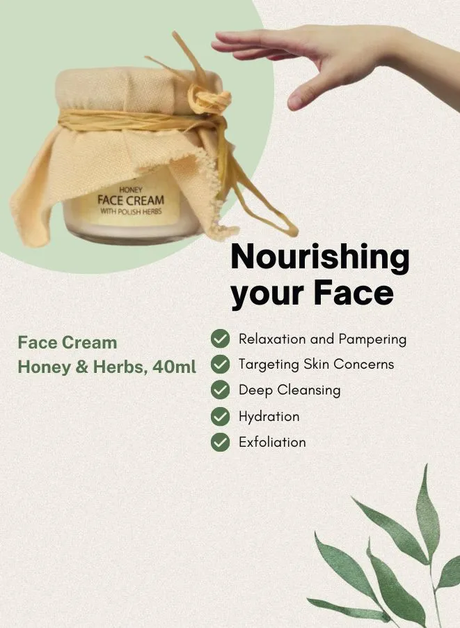 Soap&Friends Nourishing Honey Face Cream with Polish Herbs- Organic Cream for Sensitive Skin, 40 ml