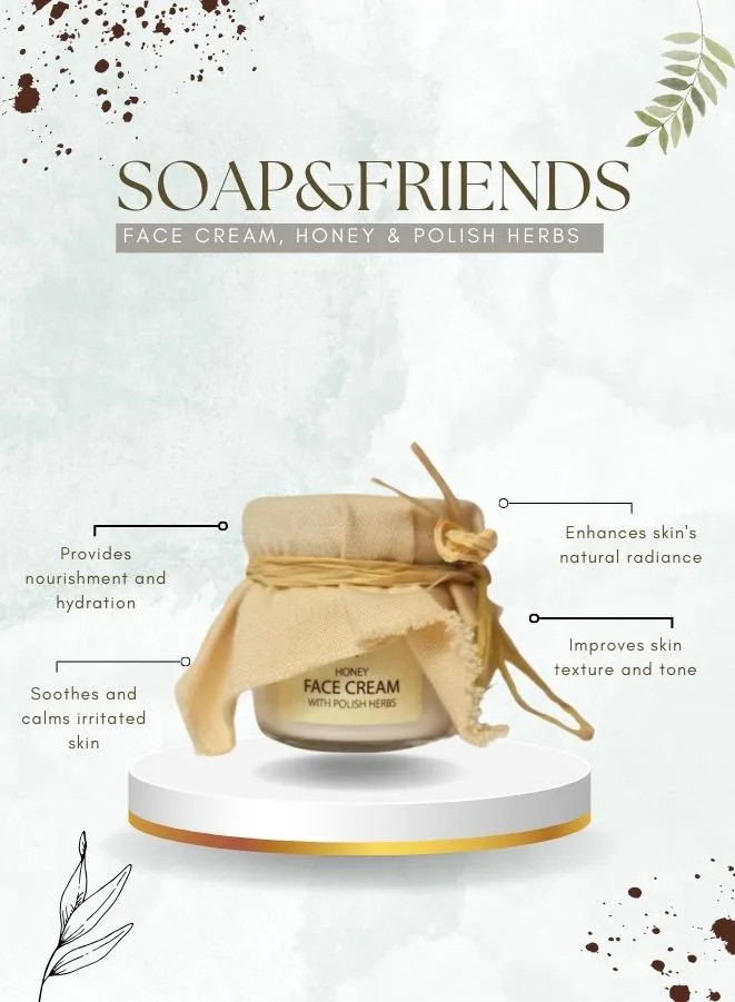 Soap&Friends Nourishing Honey Face Cream with Polish Herbs- Organic Cream for Sensitive Skin, 40 ml