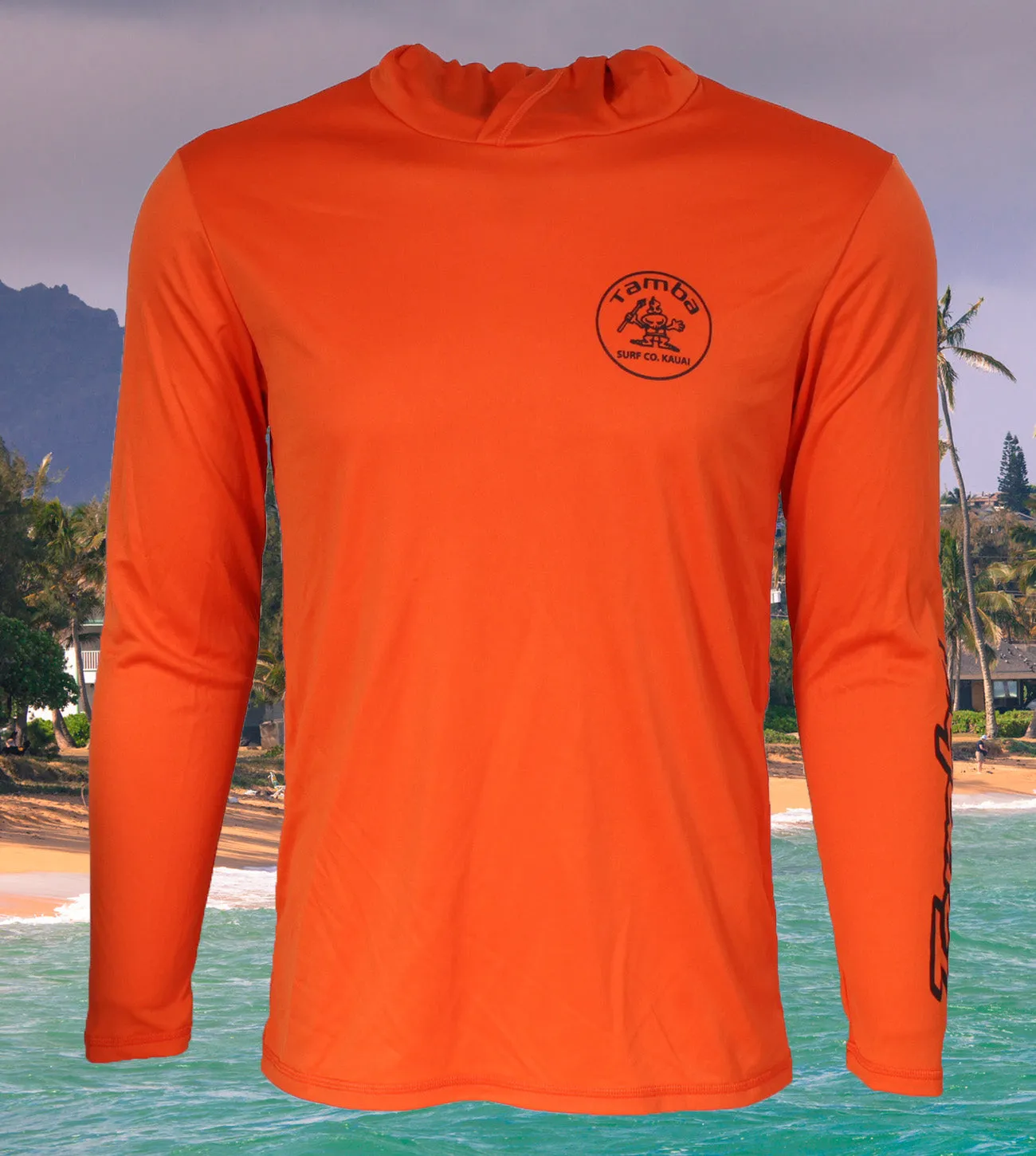 Stamp UV Long Sleeve Hoodie Shirt - Orange