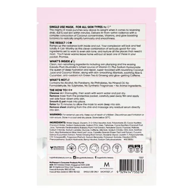 SugarBaby Express Glow Premium Bio-Degradable Bamboo Sheet Mask