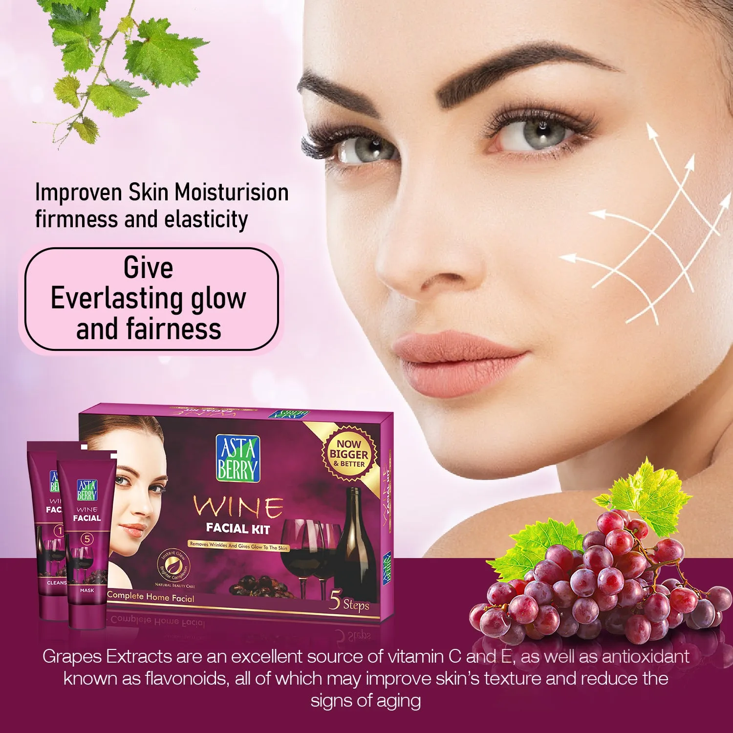 Wine Mini Facial Kit | For Glow & Brighter Skin tone(100ml)